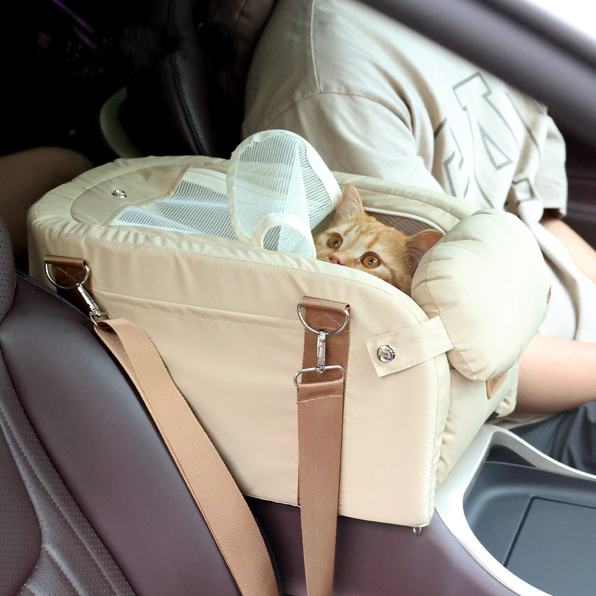 Khaki Car Seat Pet Travel Carrier