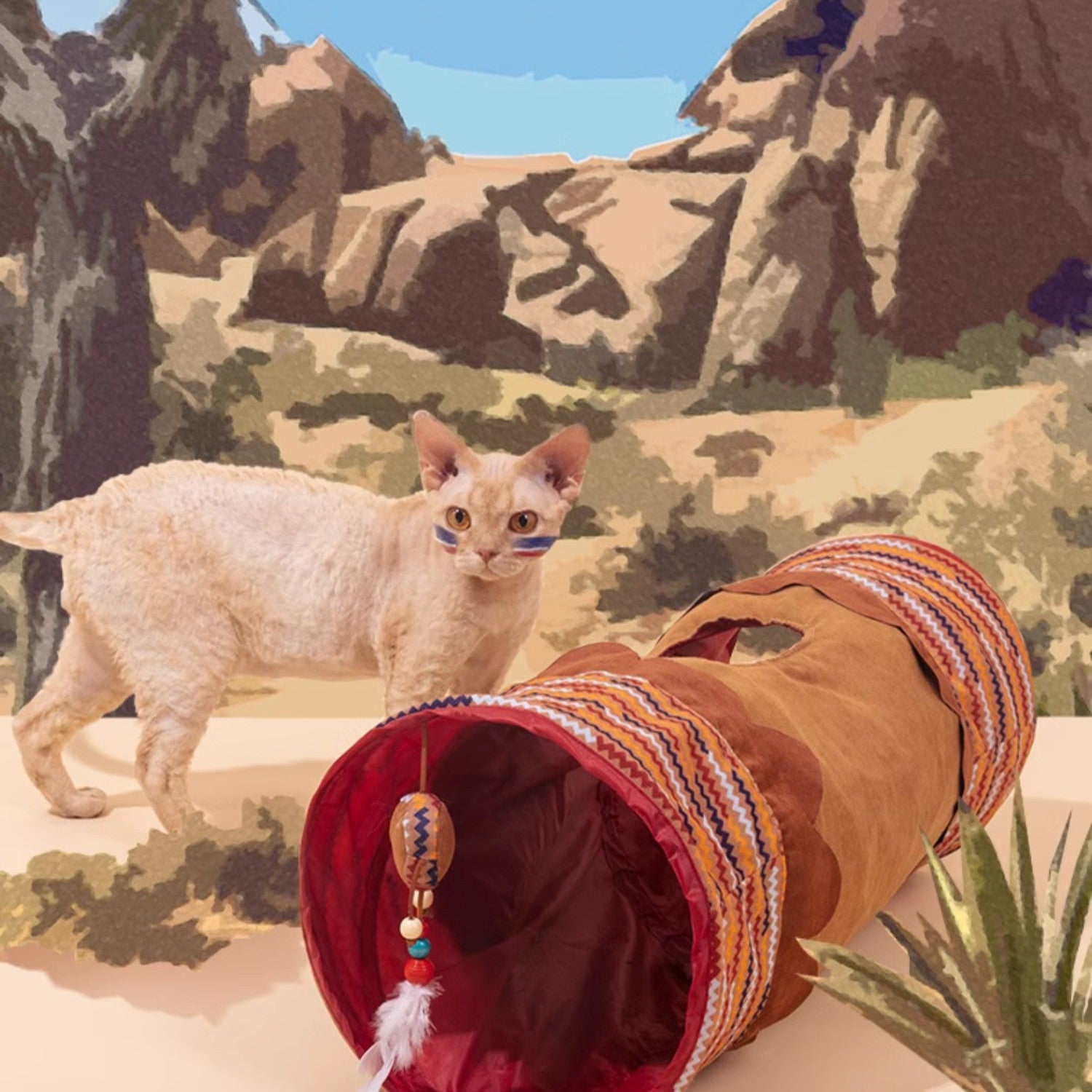Foldable Indian Cat Tunnel Bed cat bed by Bigeeo