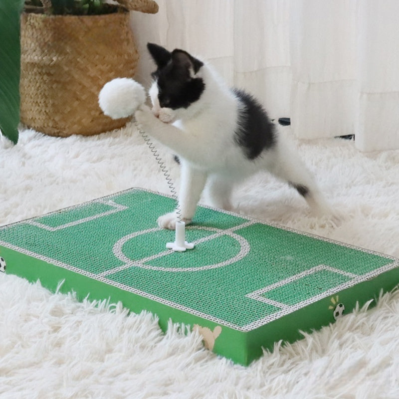 Playra Soccer Field Cat Scratcher Board with Toy Ball