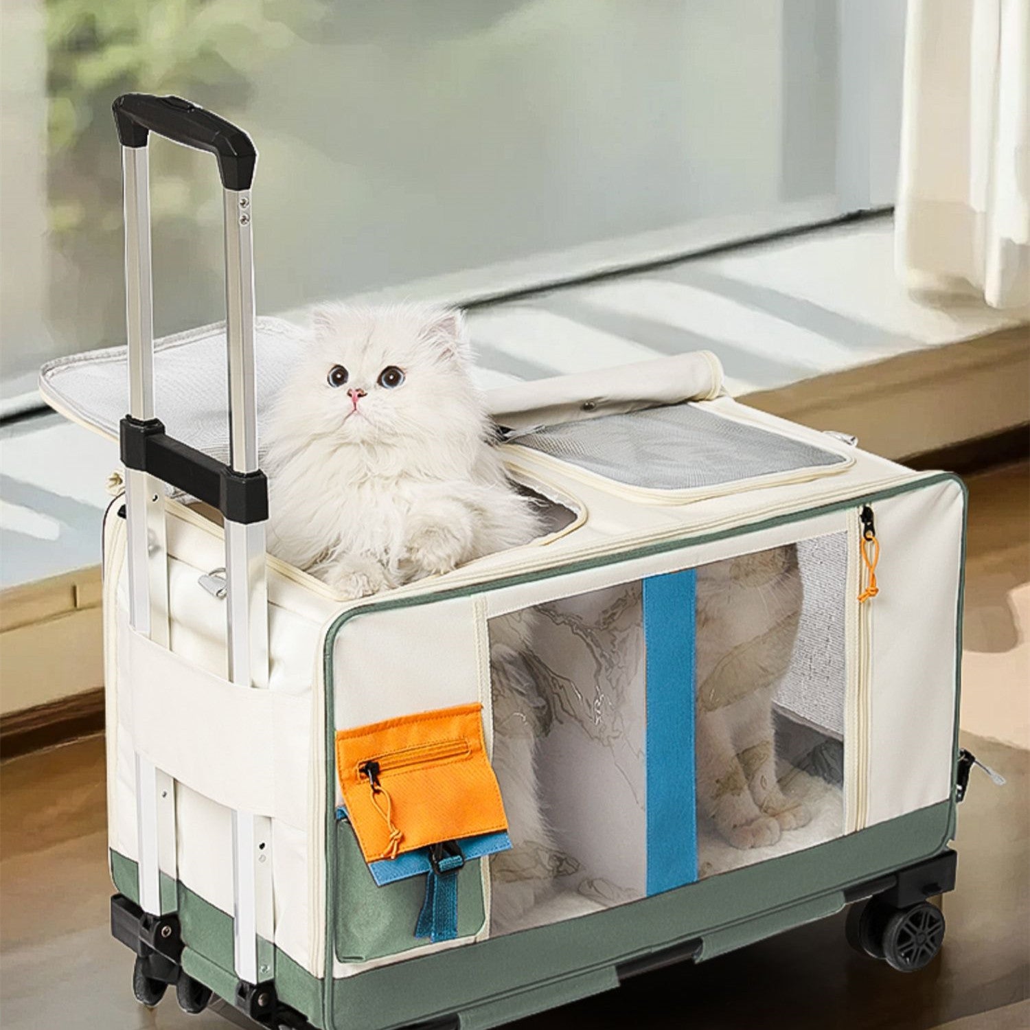 Multi-Cat Rolling Pet Travel Carrier