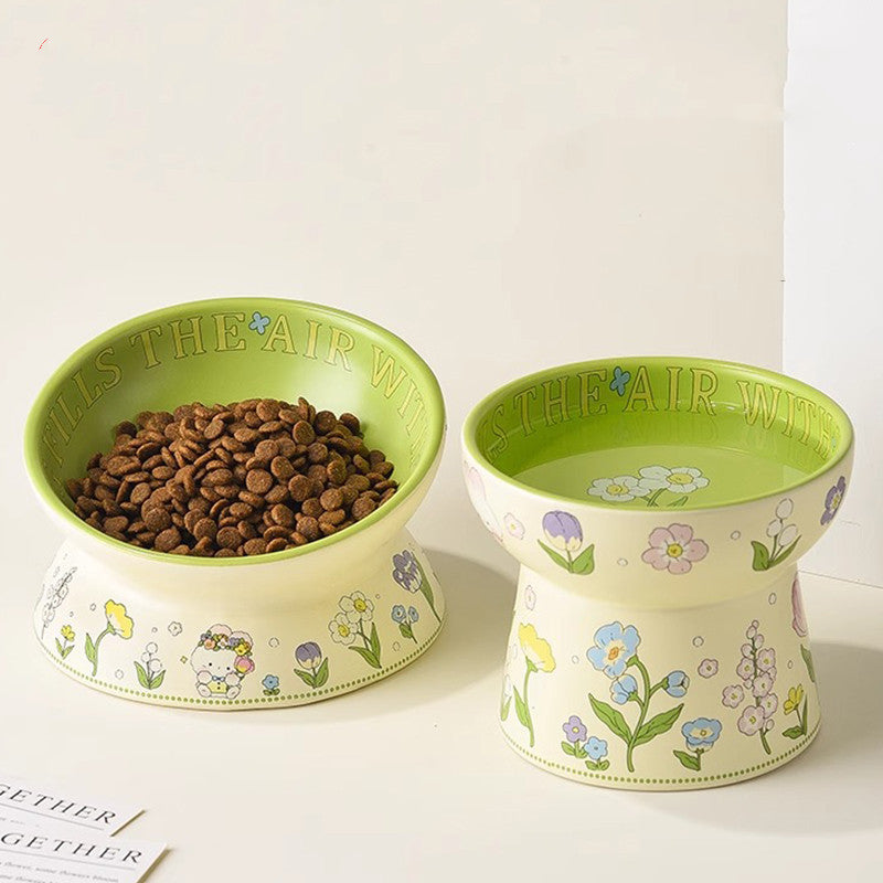 Premium Ceramic Elevated Cat Bowl by Bigeeo