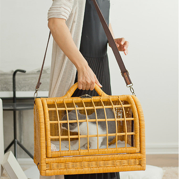 Handwoven Wicker Cat Backpack Carrier