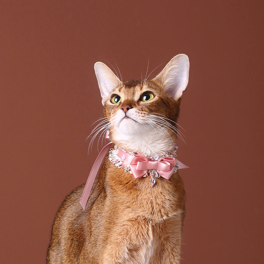 Pink Bow Crystal Cat Collar