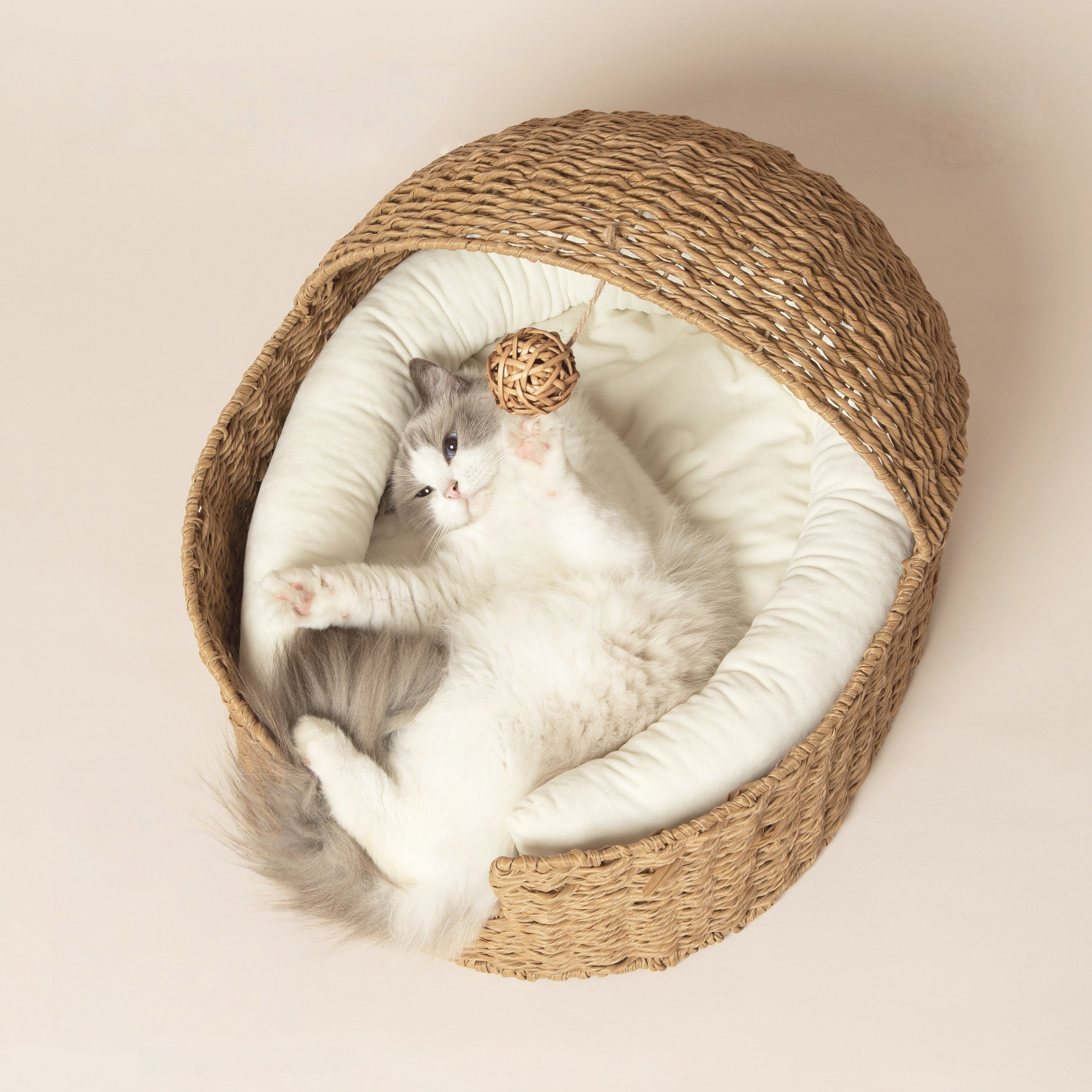 Nido Handwoven Cat Cradle Bed with Cushion & Play Ball