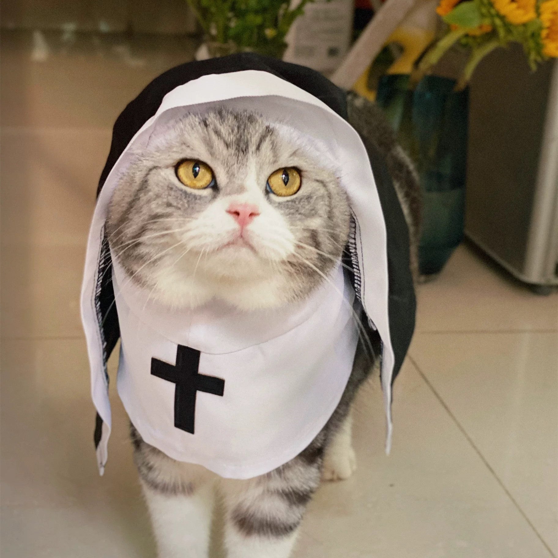 Nun Costume Pet Hooded Bib