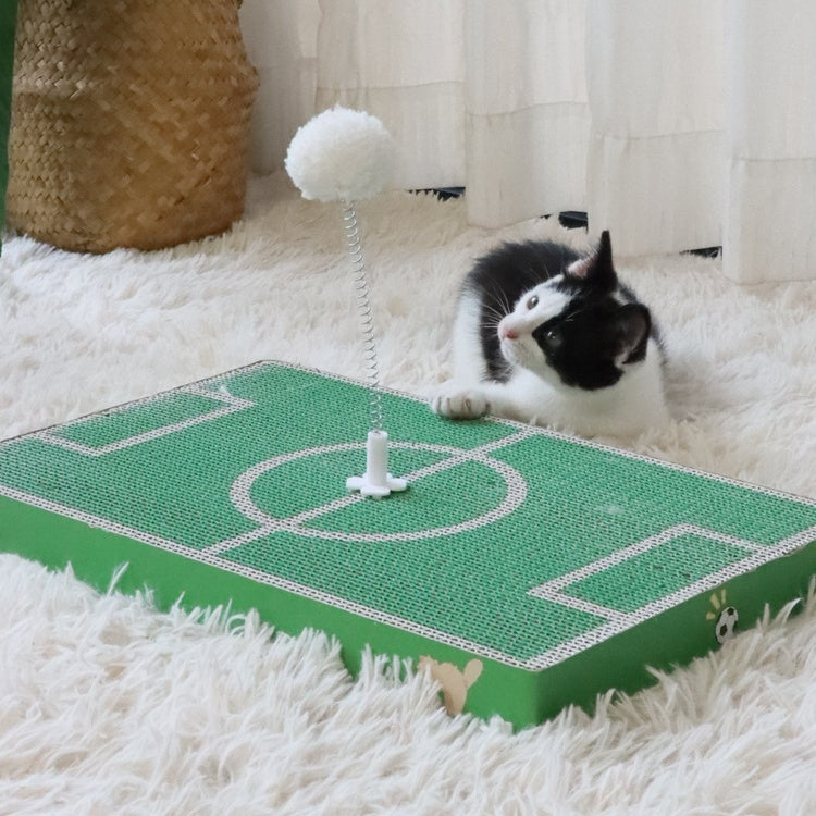 Playra Soccer Field Cat Scratcher Board with Toy Ball