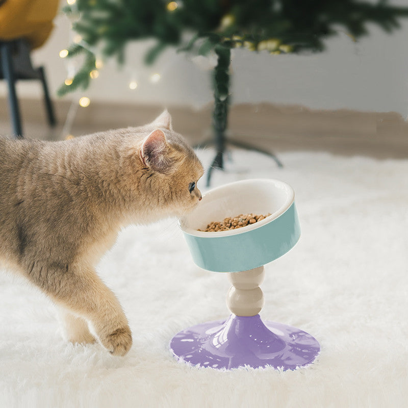 Adjustable Ceramic Cat Feeding Bowl
