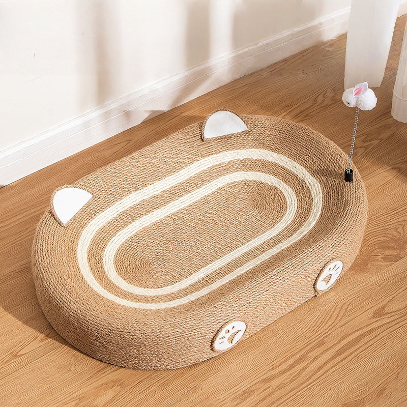 Cat Scratcher Bed with Play Toy – Natural Sisal Lounger