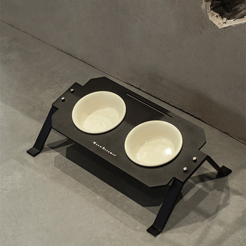 Elevated Dual Cat Bowl Set – Anti-Spill Design with Ceramic Inserts