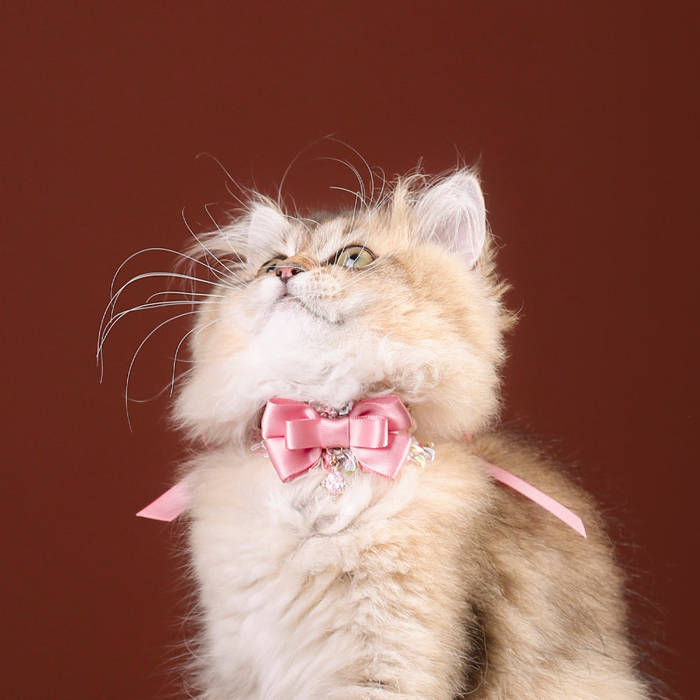 Pink Bow Crystal Cat Collar