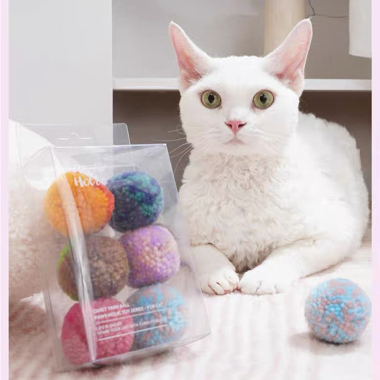 Quiet Yarn Pom-Pom Cat Toy (Set of 6)