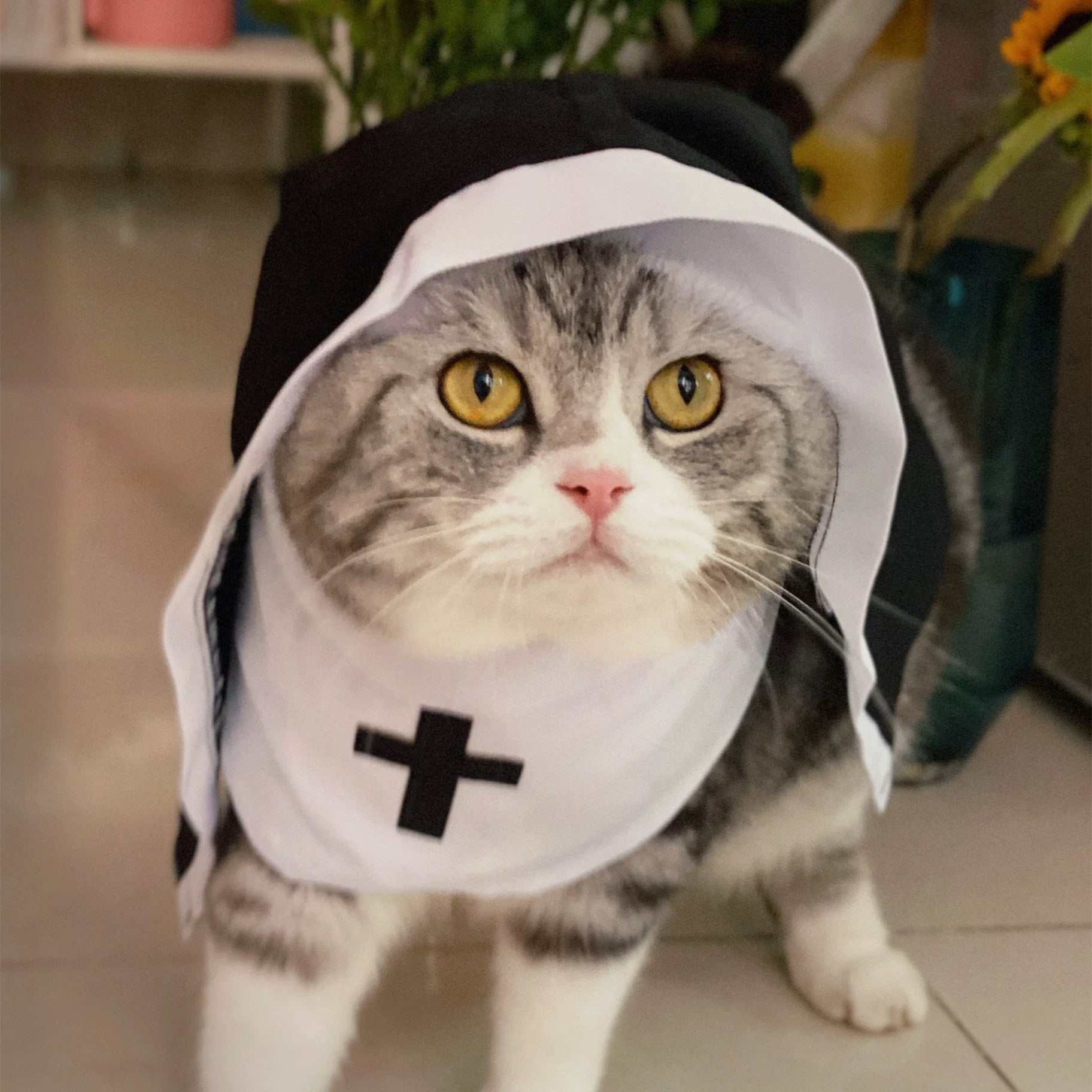Nun Costume Pet Hooded Bib