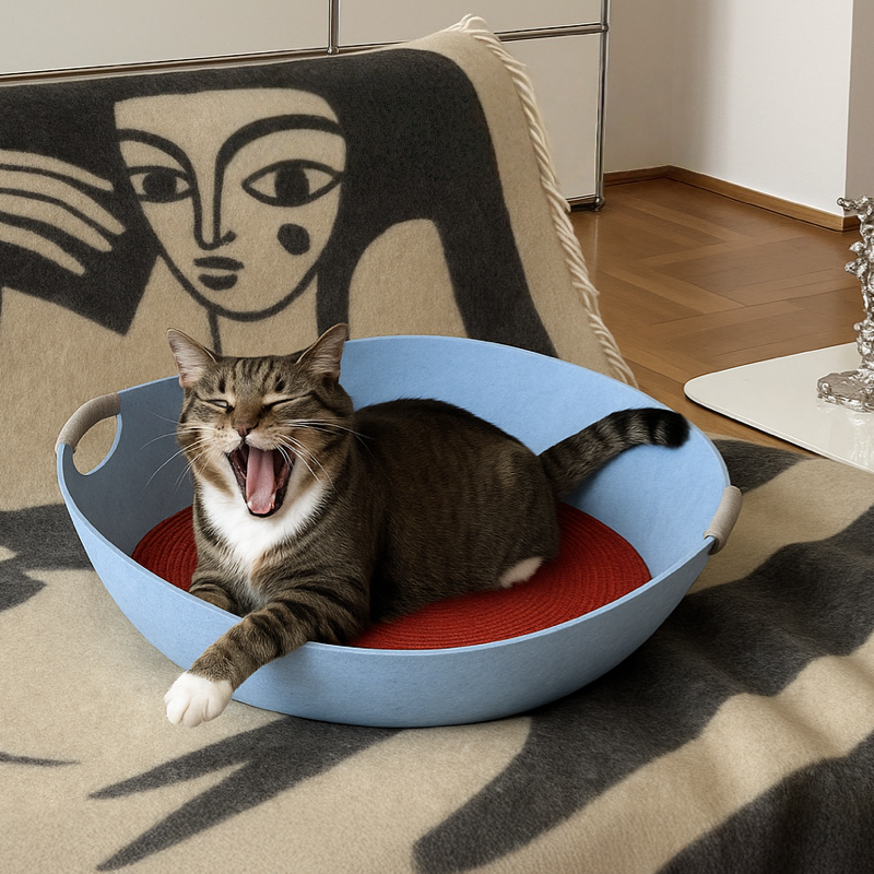 Nestio Dual-Use Cat Bed & Scratcher Bowl