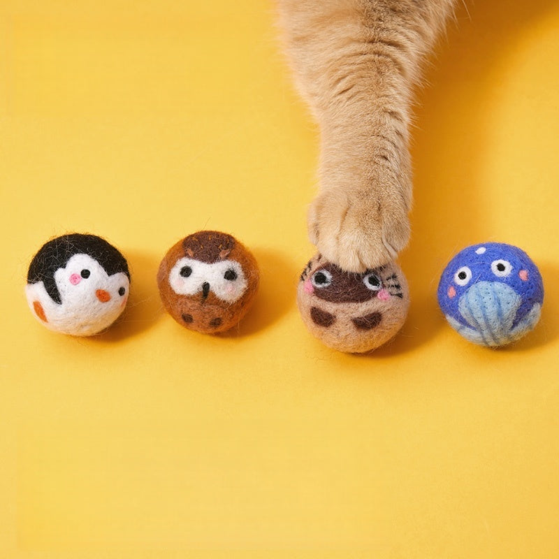 Handmade Wool Felt Ball Cat Toy