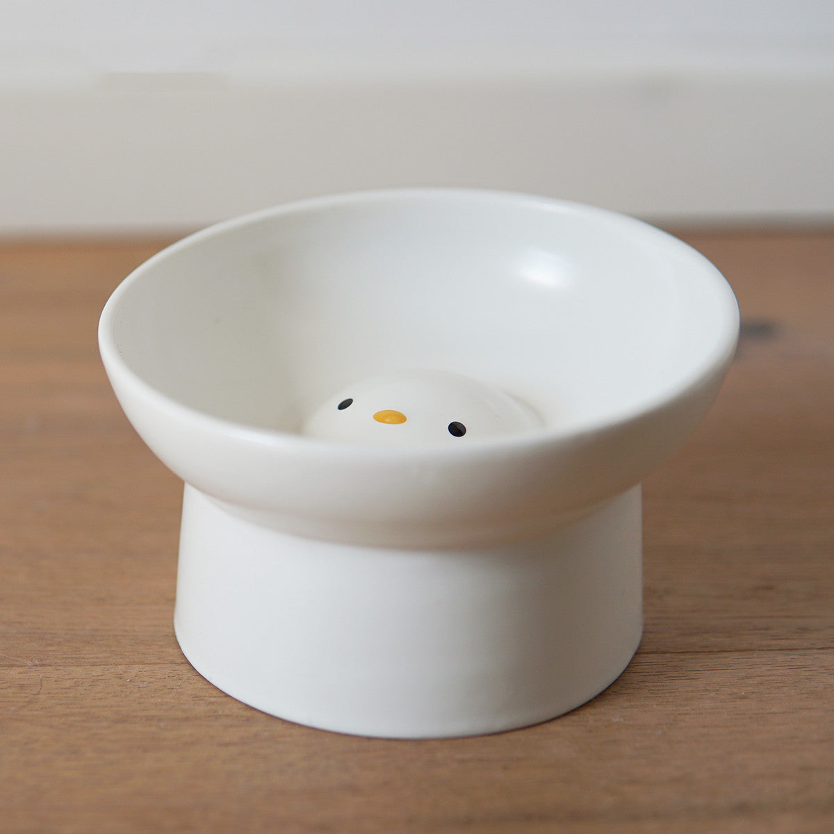 Ceramic Chick Elevated Slow-Feed Cat Bowl