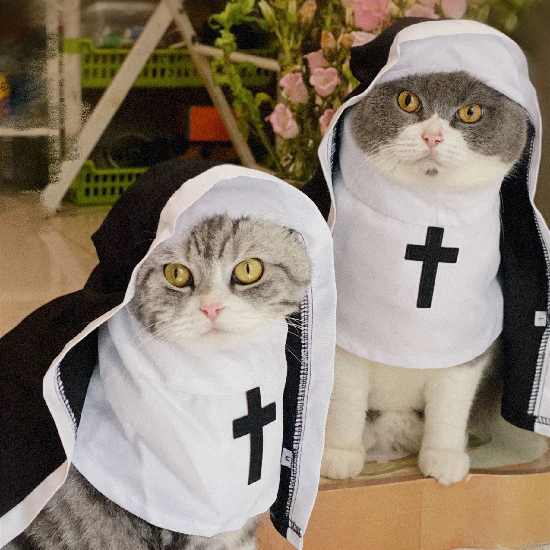 Nun Costume Pet Hooded Bib