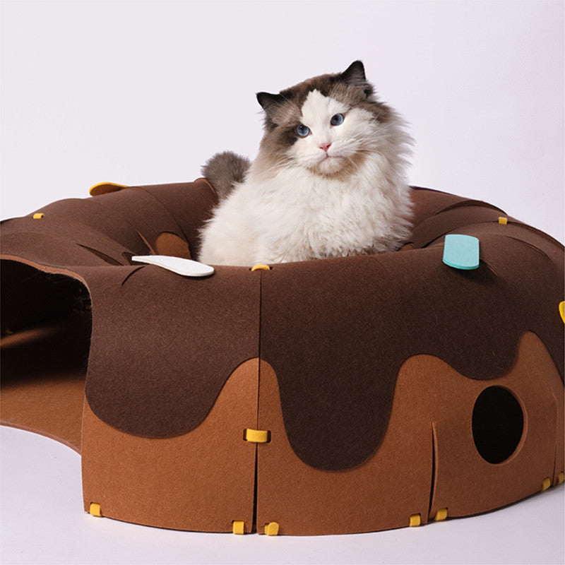 Donut Felt Tunnel Cat Bed