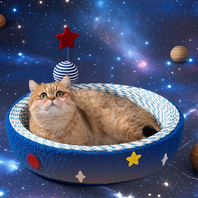 Space-Themed Cat Scratcher Bed