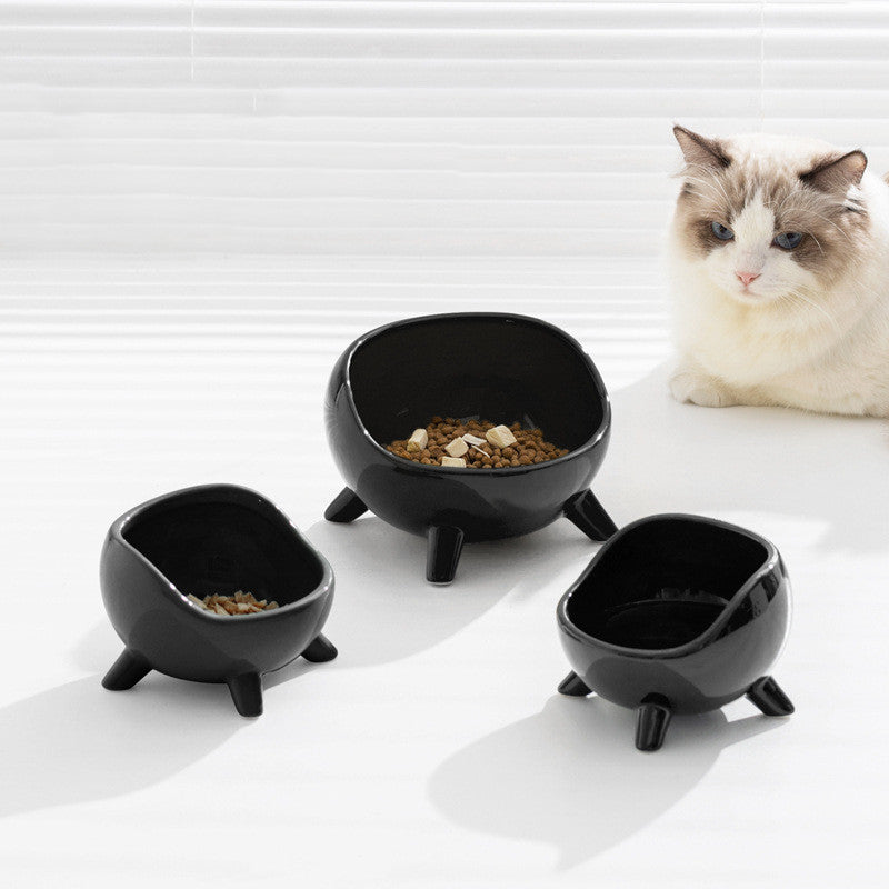 Black Ceramic Elevated Cat Bowl – Wide Mouth Anti-Tip Design by Bigeeo – photo 2