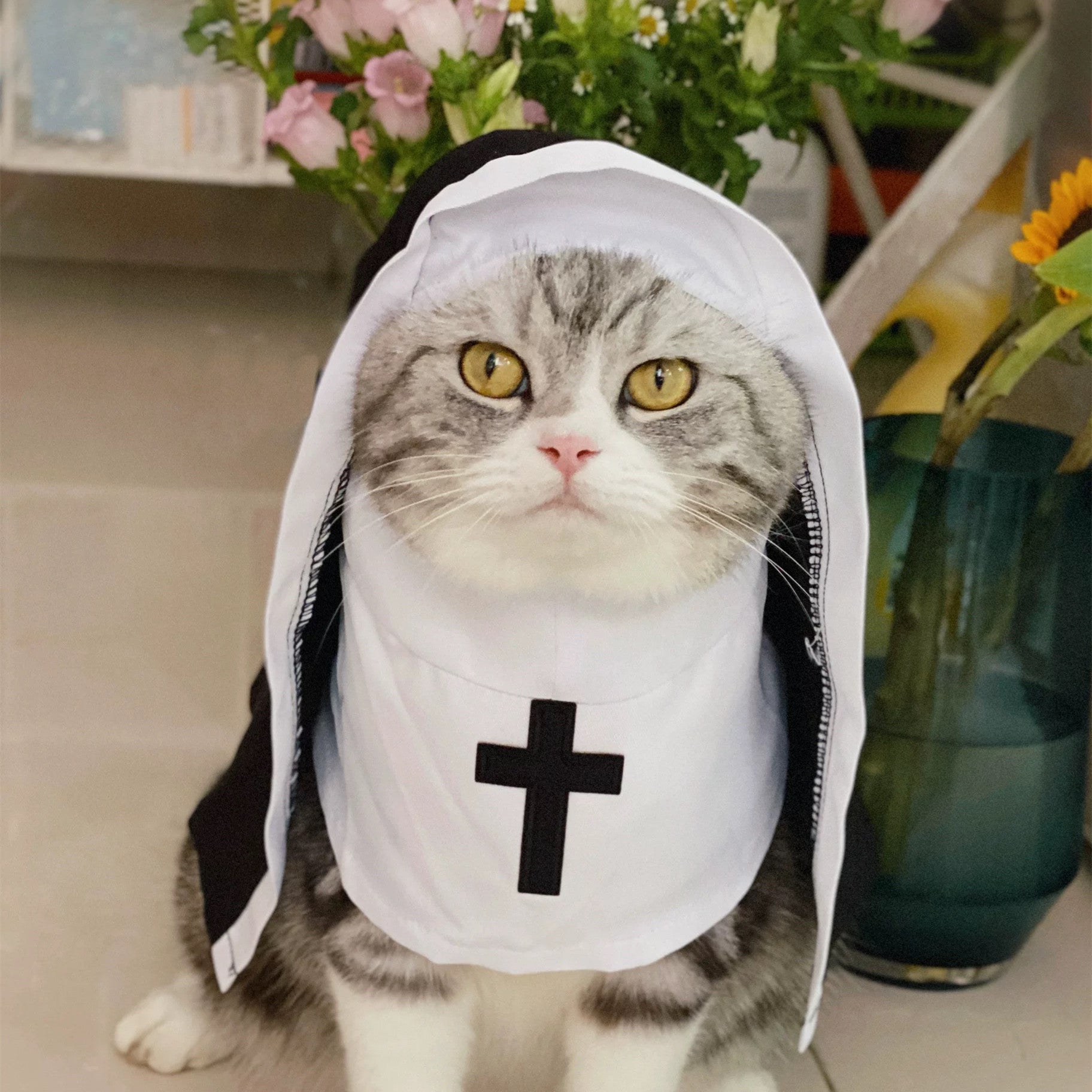 Nun Costume Pet Hooded Bib
