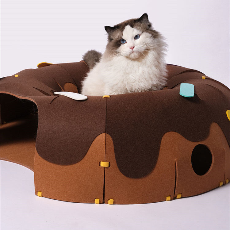 Donut Felt Tunnel Cat Bed