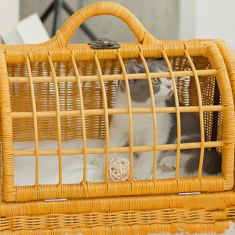 Handwoven Wicker Cat Backpack Carrier