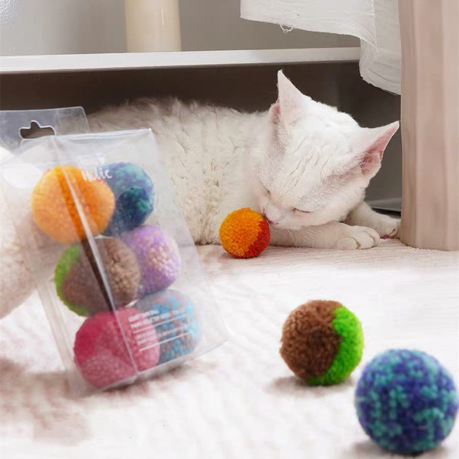 Quiet Yarn Pom-Pom Cat Toy (Set of 6)