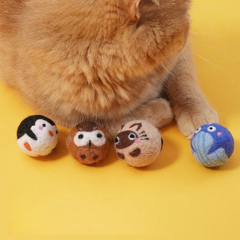 Handmade Wool Felt Ball Cat Toy