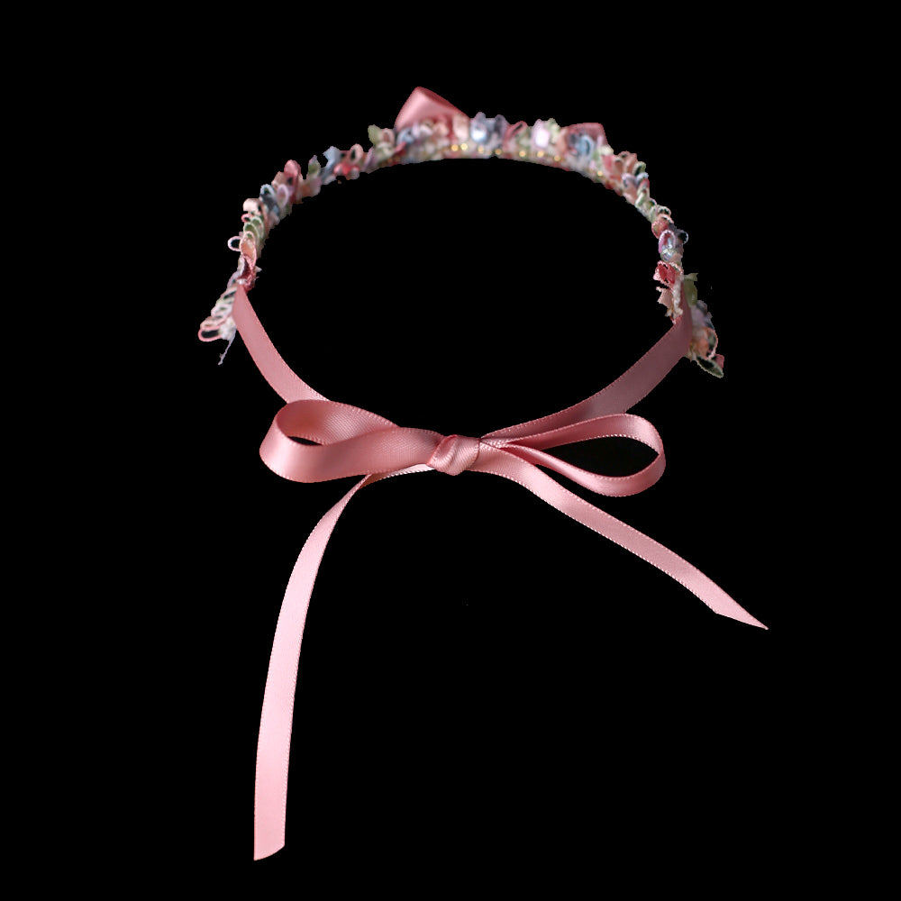 Pink Bow Crystal Cat Collar