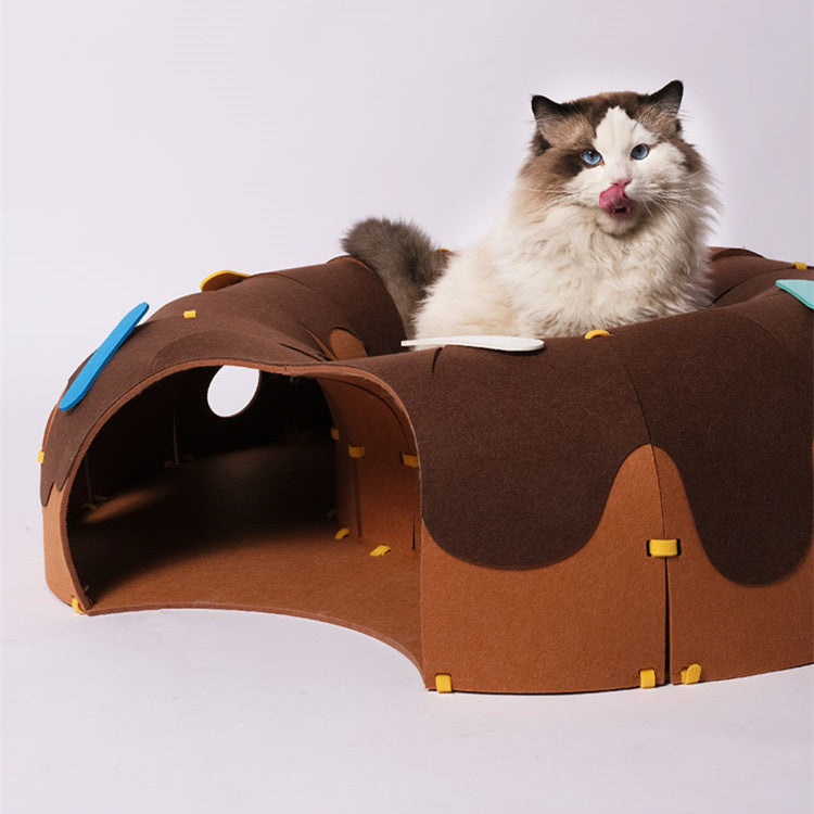 Donut Felt Tunnel Cat Bed