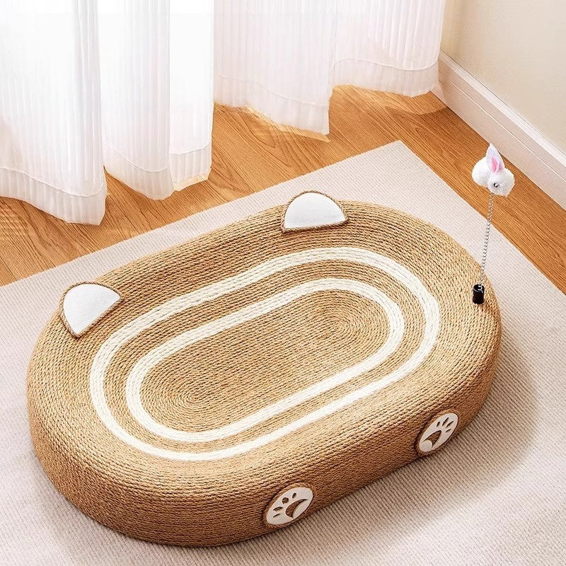 Cat Scratcher Bed with Play Toy – Natural Sisal Lounger