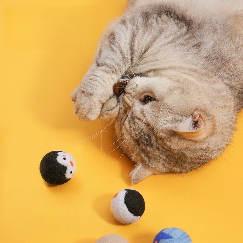 Handmade Wool Felt Ball Cat Toy