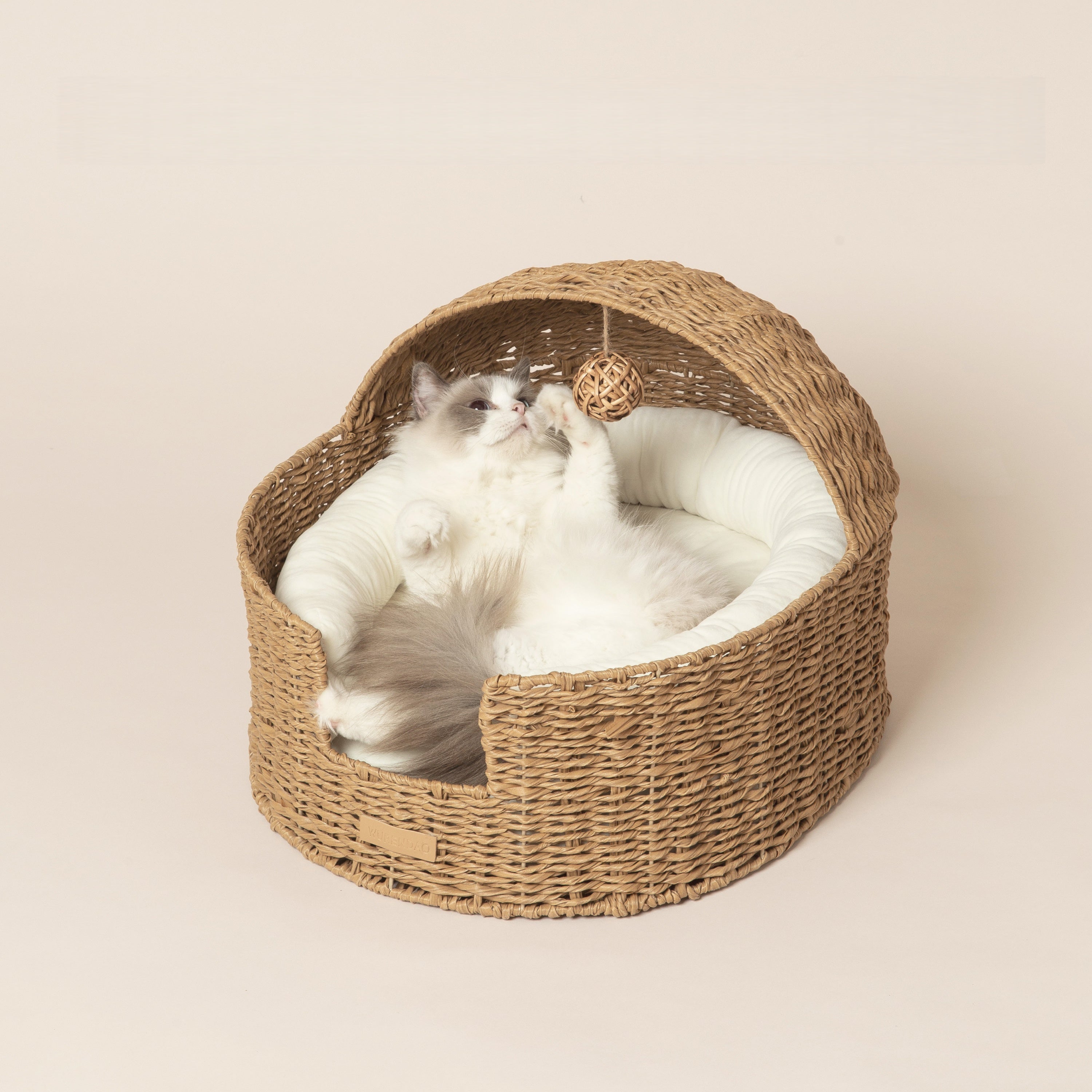 Nido Handwoven Cat Cradle Bed with Cushion & Play Ball