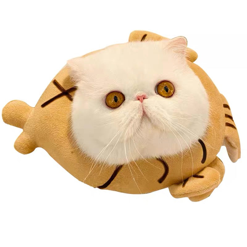 Fish-Shaped Plush Cat Costume Collar