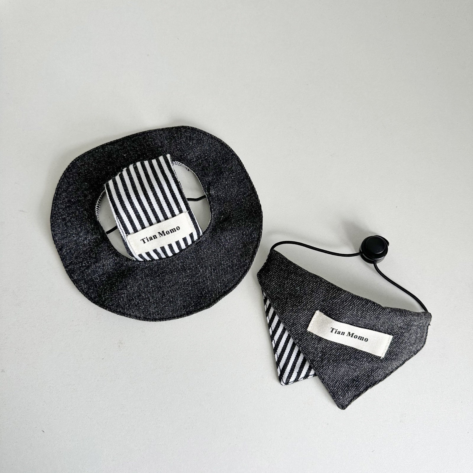 Cat Sun Hat & Bandana Set – Striped Fashion Outfit