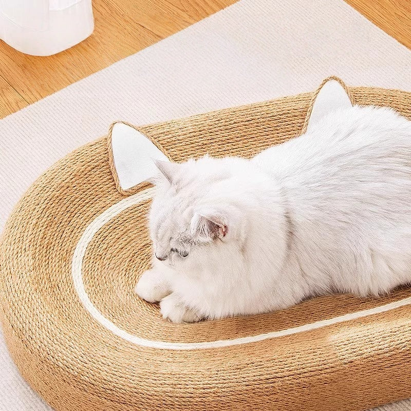 Cat Scratcher Bed with Play Toy – Natural Sisal Lounger