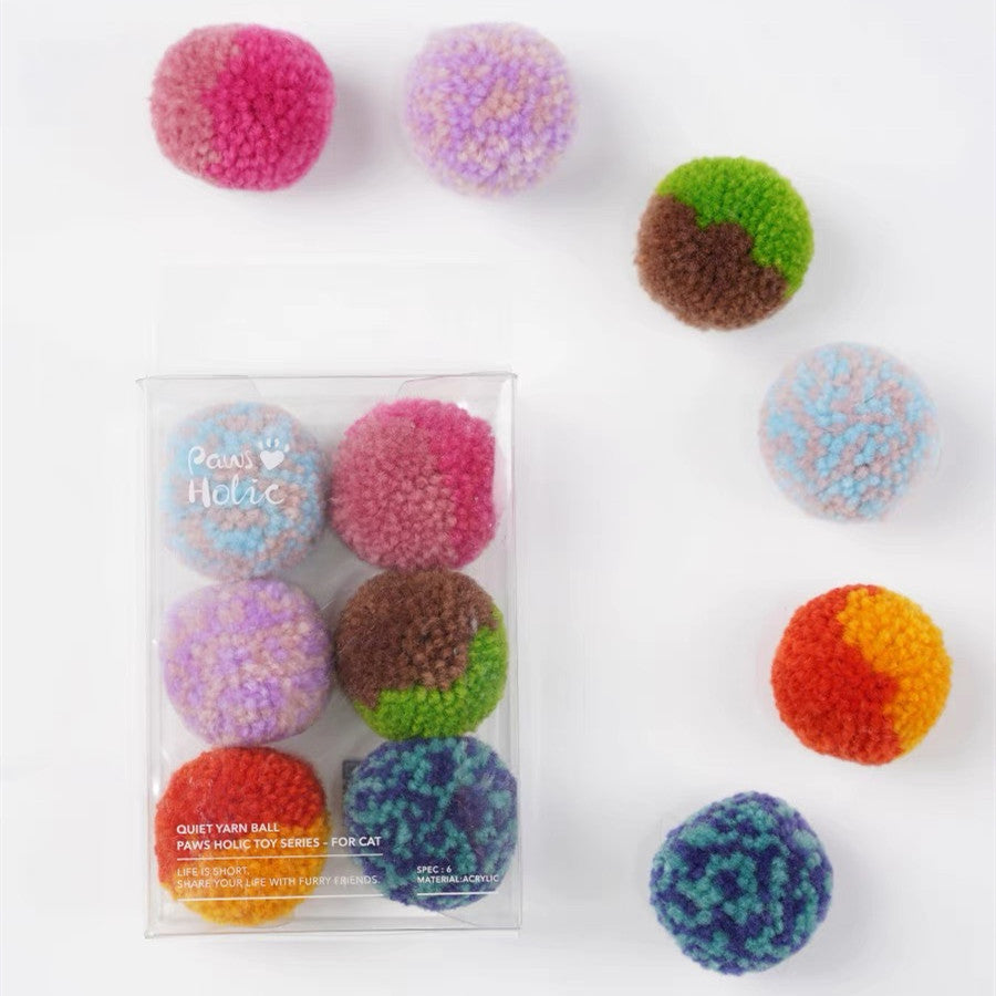 Quiet Yarn Pom-Pom Cat Toy (Set of 6)
