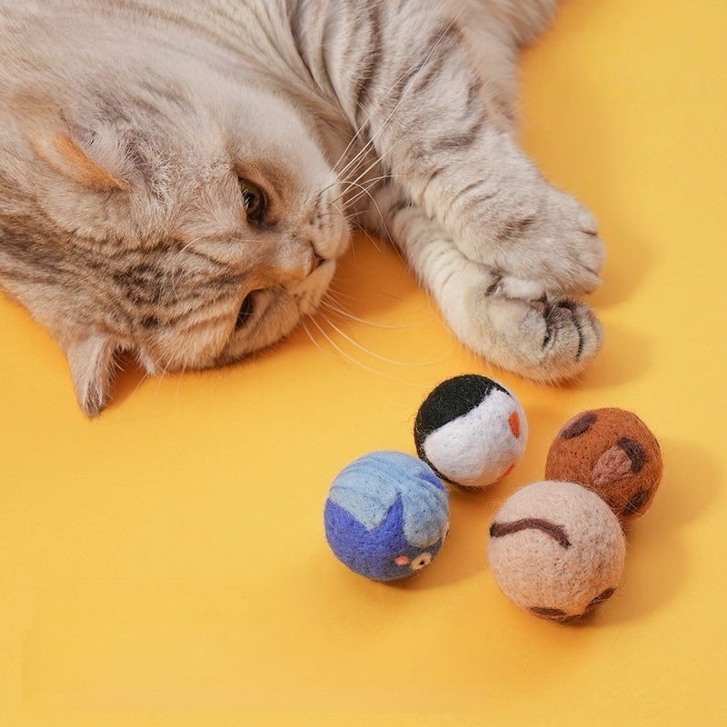 Handmade Wool Felt Ball Cat Toy