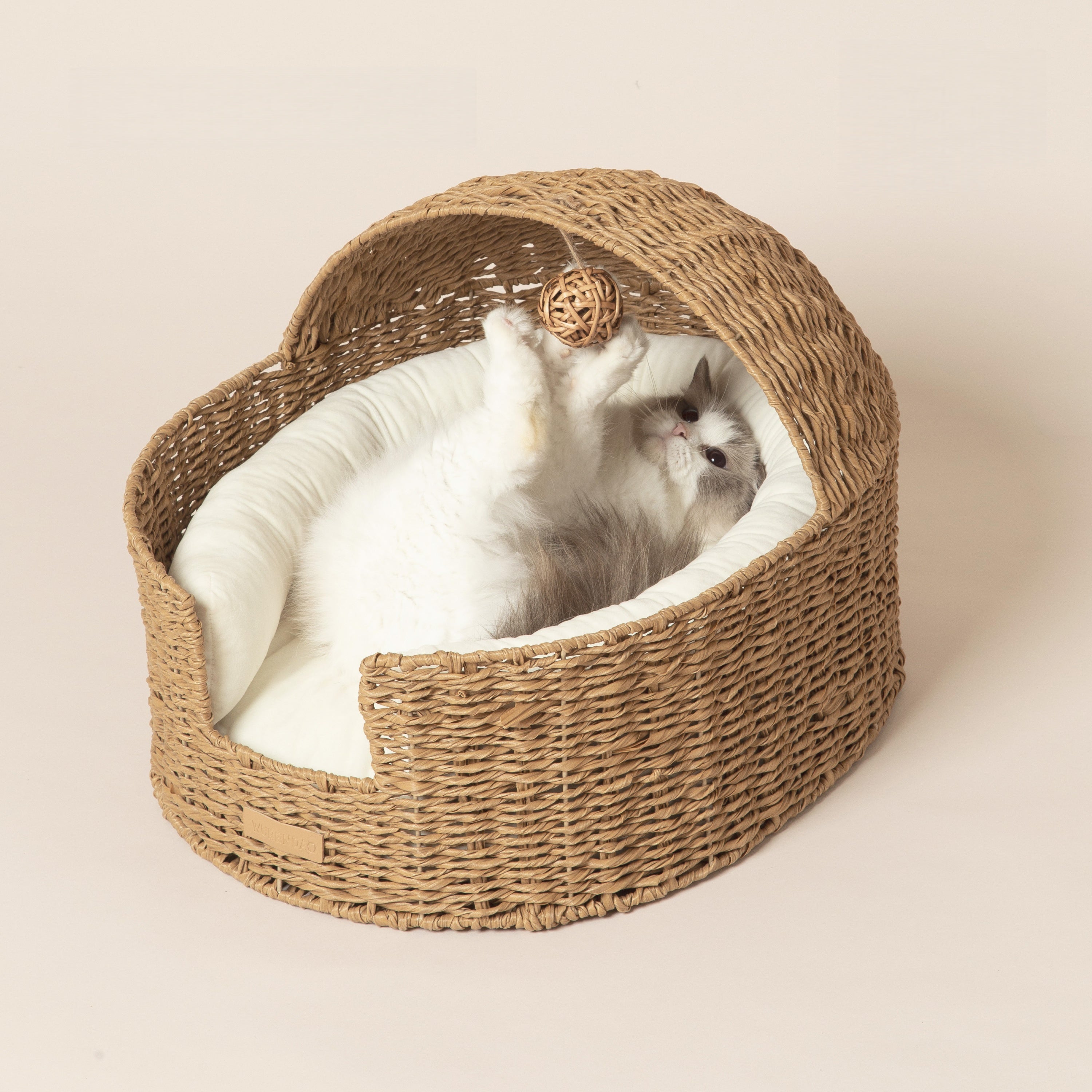 Nido Handwoven Cat Cradle Bed with Cushion & Play Ball