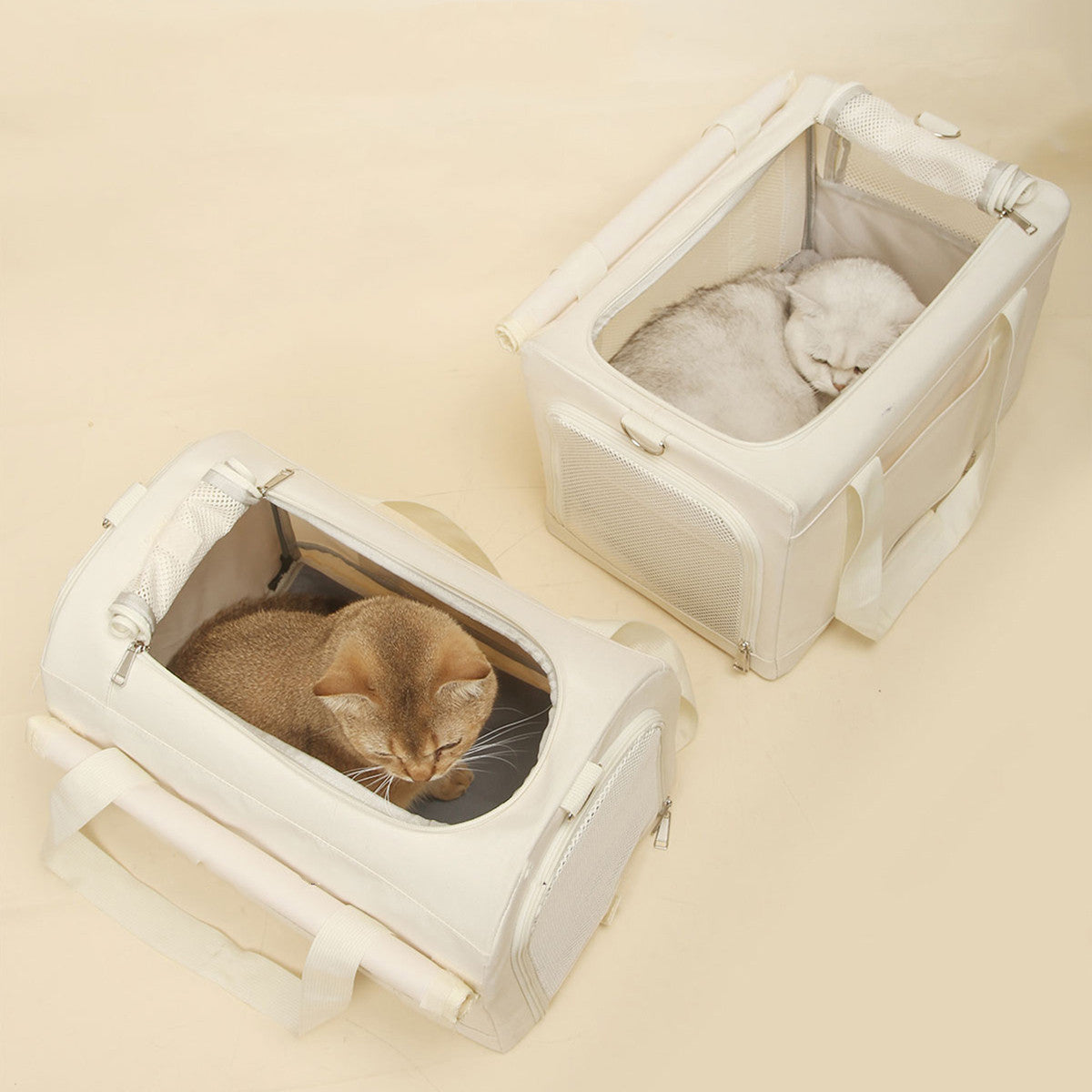 Double-Decker Rolling Pet Carrier with Detachable Design