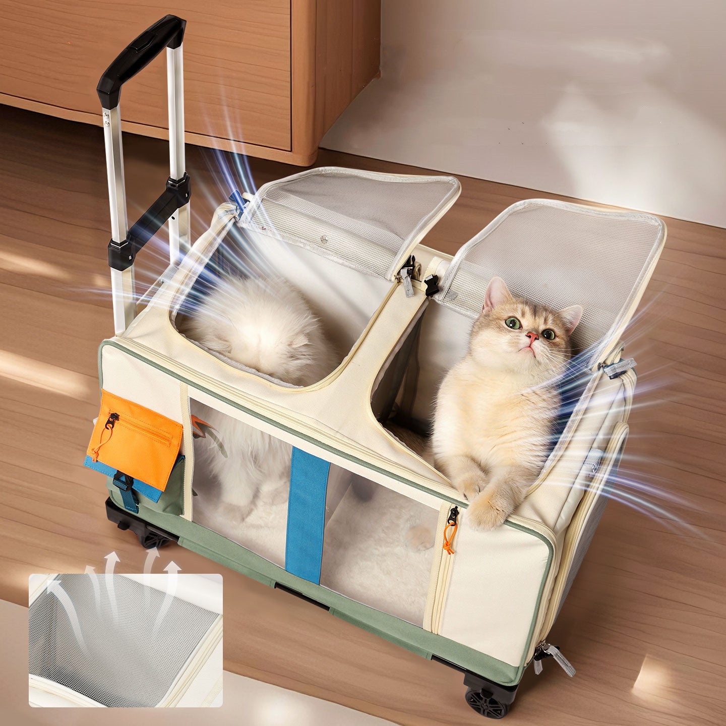 Multi-Cat Rolling Pet Travel Carrier