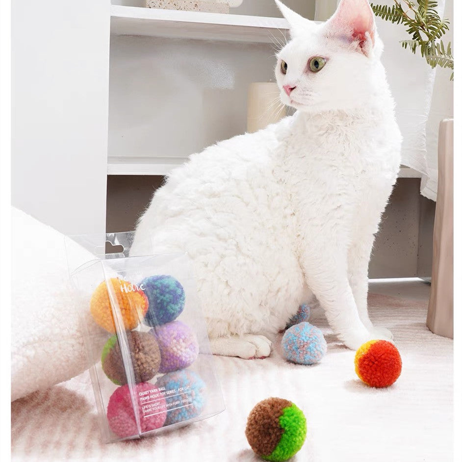 Quiet Yarn Pom-Pom Cat Toy (Set of 6)