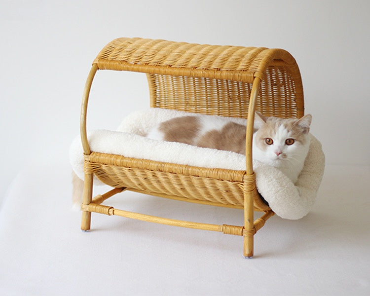 Raffa Handwoven Cat Bed with Removable Cushion