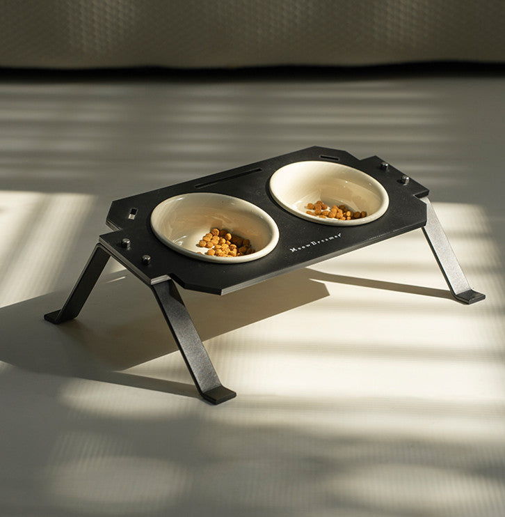 Elevated Dual Cat Bowl Set – Anti-Spill Design with Ceramic Inserts