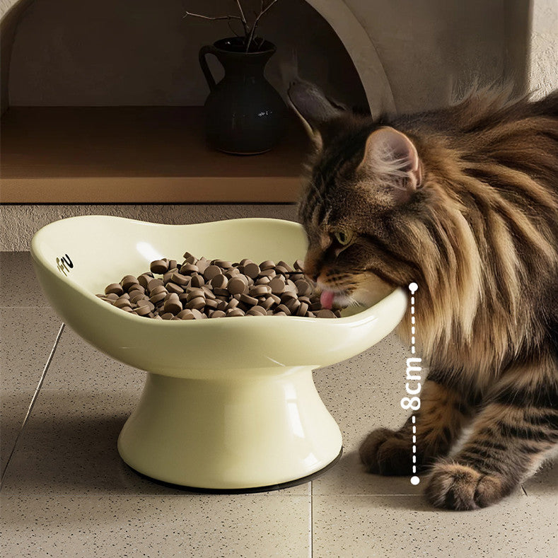 Ceramic Petal Anti-Spill Cat Bowl by Bigeeo
