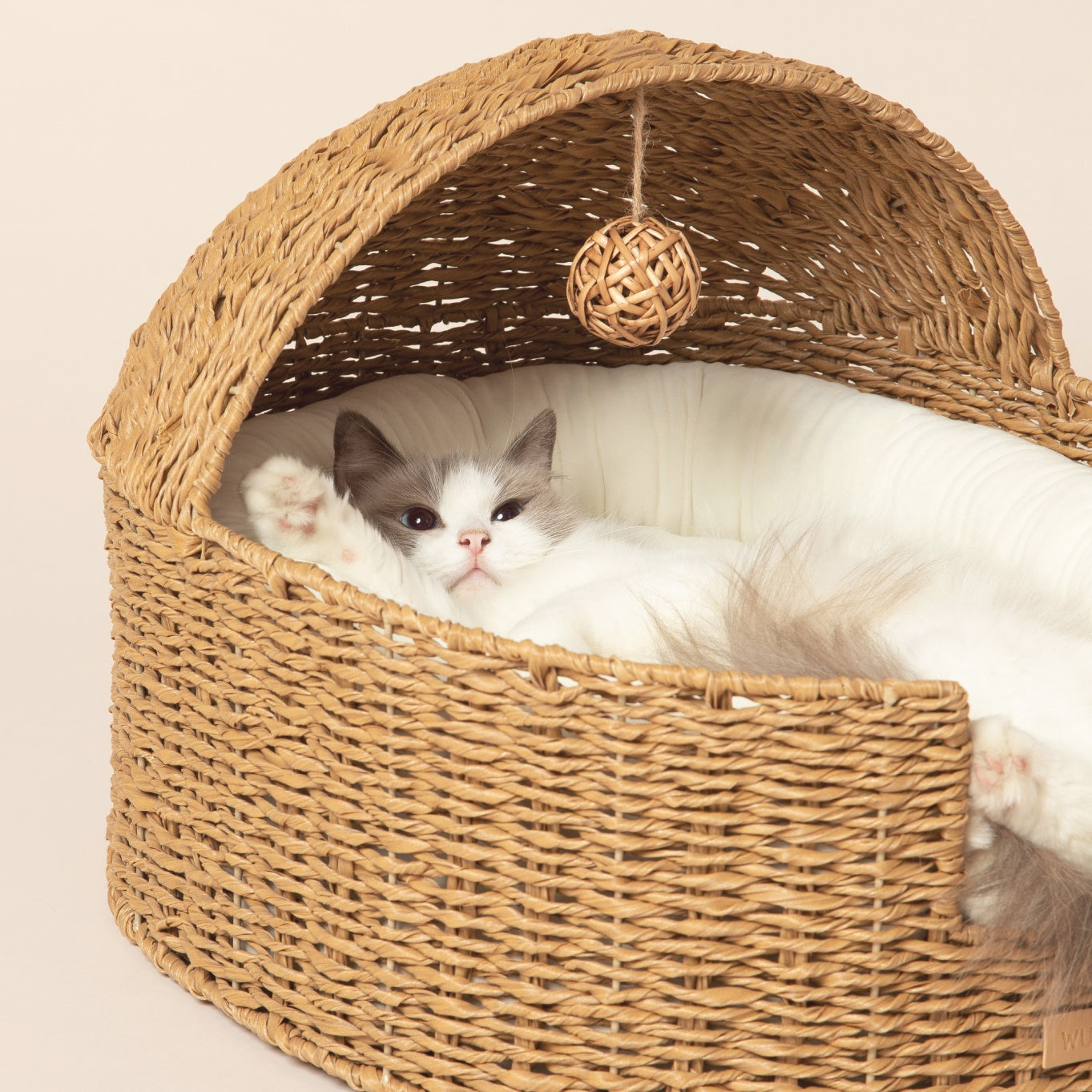 Nido Handwoven Cat Cradle Bed with Cushion & Play Ball