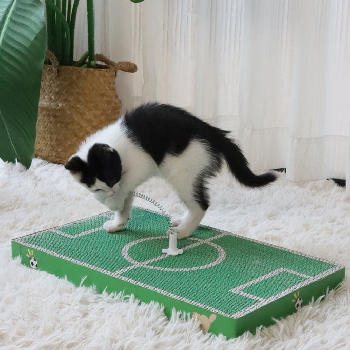 Playra Soccer Field Cat Scratcher Board with Toy Ball