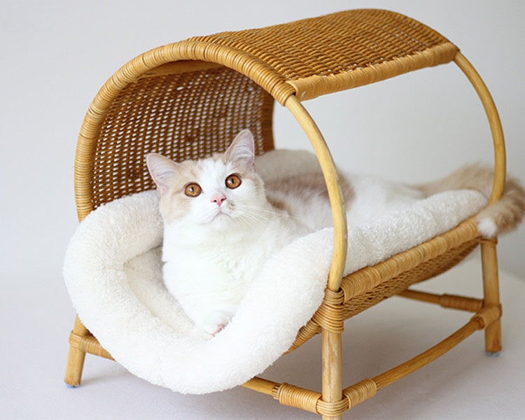 Raffa Handwoven Cat Bed with Removable Cushion