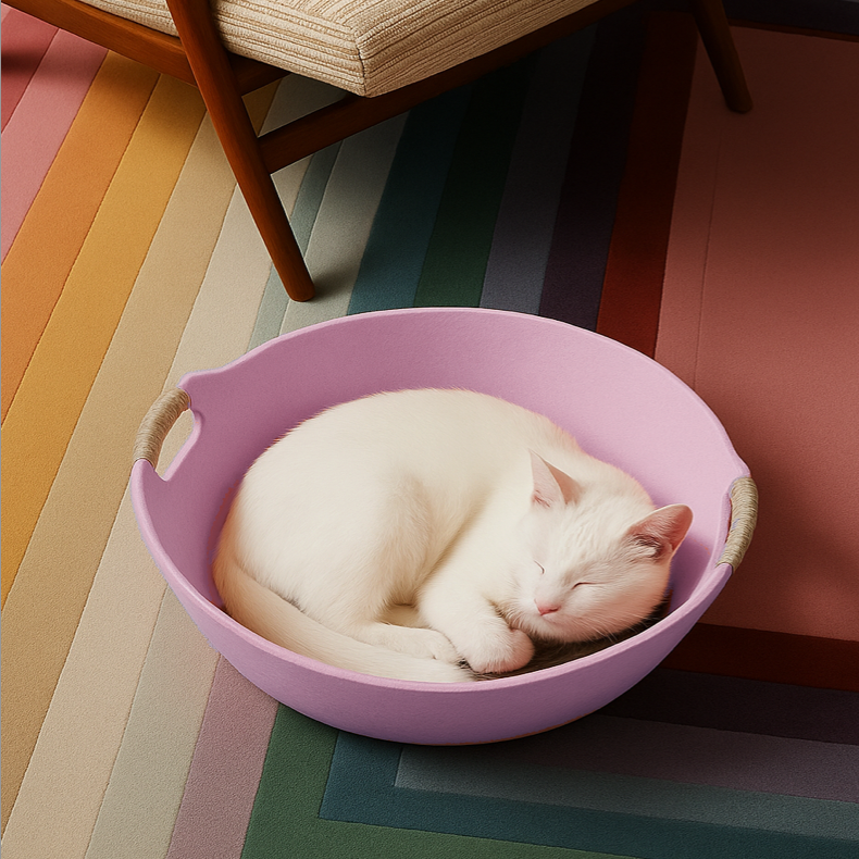 Nestio Cat Bed with Scratcher – Pink Edition