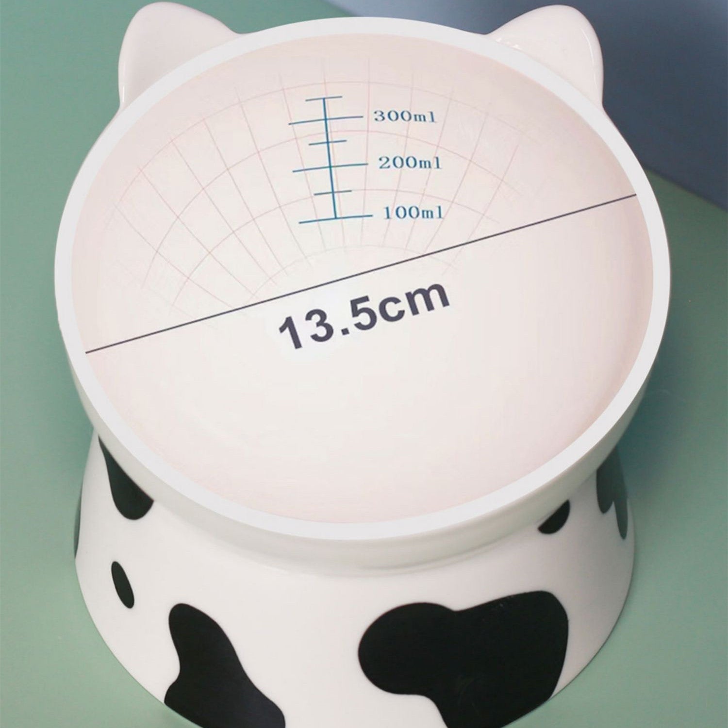 Cow Pattern Elevated Tilted Ceramic Cat Bowl